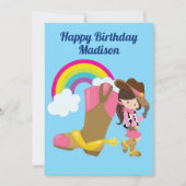 Cute Personalized Cowgirl Rainbow Happy Birthday Kaart (Voorkant)