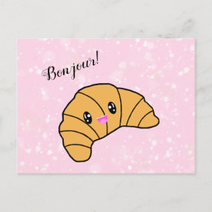 Cute Personalized Croissant Paris Bonjour Greeting Briefkaart