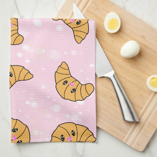 Cute Personalized Croissants Breakfast Bakery Food Theedoek (Quarter Fold)