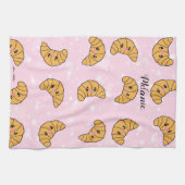 Cute Personalized Croissants Breakfast Bakery Food Theedoek (Horizontaal)