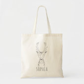 Cute Personalized Deer Kinder Black White Tote Bag (Voorkant)