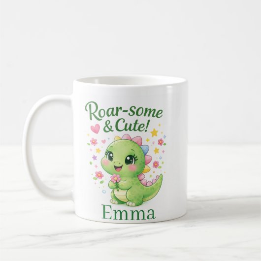 Cute Personalized Dinosaur Name Mug Koffiemok (Links)