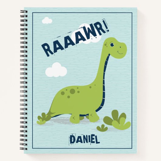 Cute Personalized Dinosaur Notitieboek (Voorkant)
