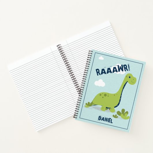 Cute Personalized Dinosaur Notitieboek (Binnen)