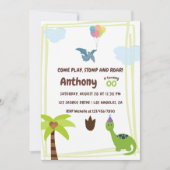 Cute Personalized Dinosaur the Party Invitation Kaart (Voorkant)