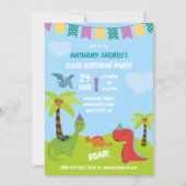 Cute Personalized Dinosaur the Party Kaart (Voorkant)