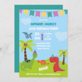 Cute Personalized Dinosaur the Party Kaart