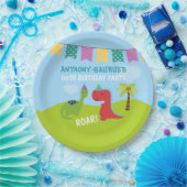 Cute Personalized Dinosaur the Party Papieren Bordje (Feest)