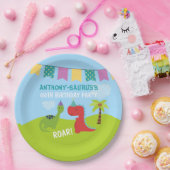Cute Personalized Dinosaur the Party Papieren Bordje (Feest)
