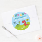 Cute Personalized Dinosaur the Party Ronde Sticker (Envelop)