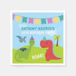 Cute Personalized Dinosaur the Party Servetten