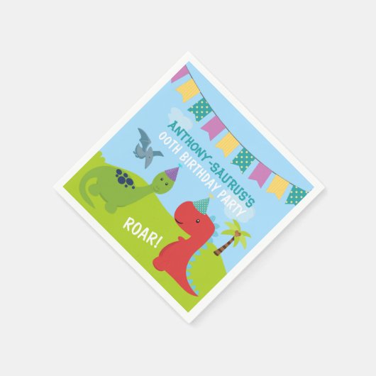 Cute Personalized Dinosaur the Party Servetten (Hoek)