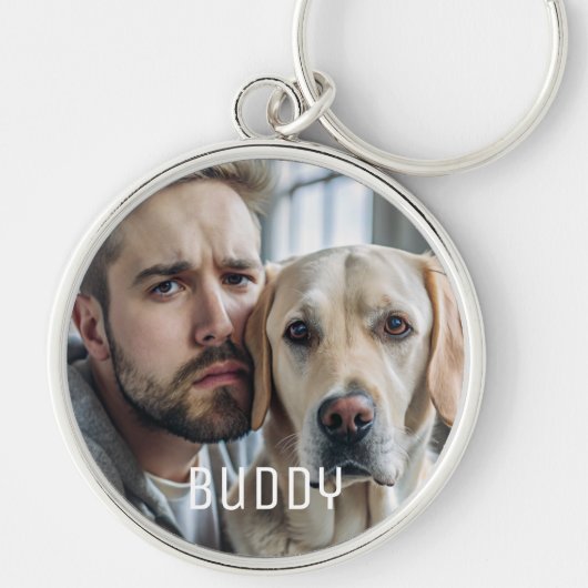 Cute Personalized Dog Lover Pet Photo Keepsake Sleutelhanger (Voorkant)