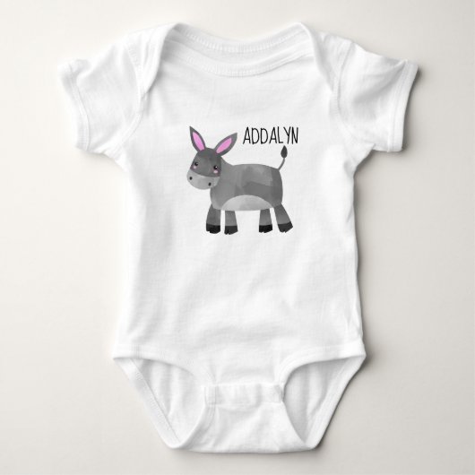 Cute Personalized Donkey Baby Toddler Romper (Voorkant)