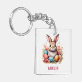 Cute Personalized Easter Bunny Eggs  Sleutelhanger (Voorkant Links)
