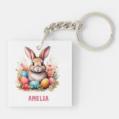Cute Personalized Easter Bunny Eggs  Sleutelhanger (Achterkant)