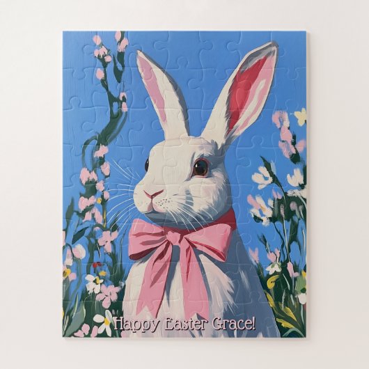 Cute Personalized Easter Bunny Puzzle Legpuzzel (Verticaal)