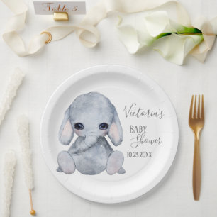 Cute Personalized Elephant Name Date Waterverf Papieren Bordje