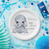 Cute Personalized Elephant Name Date Waterverf Papieren Bordje (Feest)