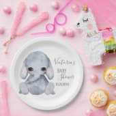 Cute Personalized Elephant Name Date Waterverf Papieren Bordje (Feest)