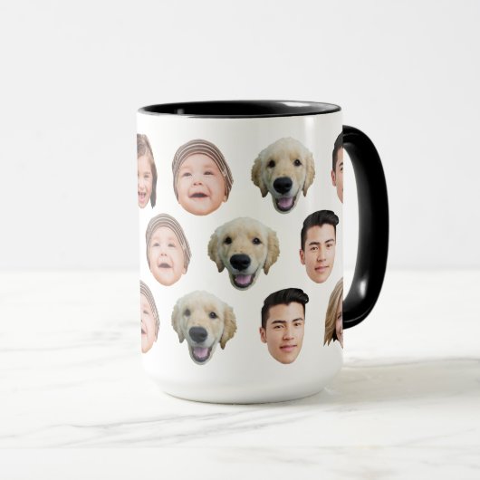 Cute Personalized Family Face 5 Photos Mok (Voorkant rechts)