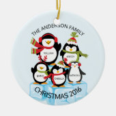 CUTE Personalized Family of 5 Penguins Kerstmis Keramisch Ornament (Voorkant)