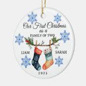 Cute Personalized Family of Two Christmas Stocking Keramisch Ornament (Links)