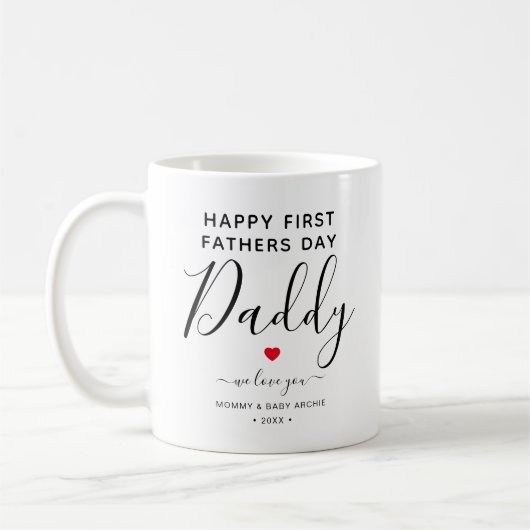 Cute Personalized "First Fathers Day Papa" Koffiemok (Links)