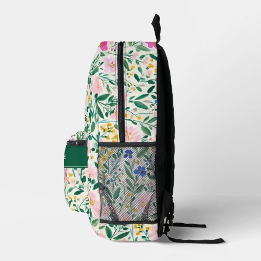 Cute Personalized Floral Backpack Bedrukte Rugzak (Rechts)