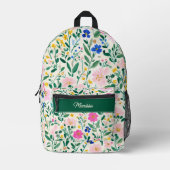 Cute Personalized Floral Backpack Bedrukte Rugzak (Voorkant)