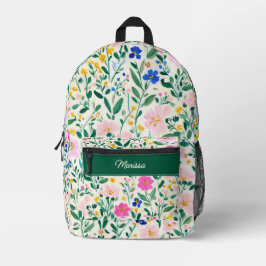 Cute Personalized Floral Backpack Bedrukte Rugzak