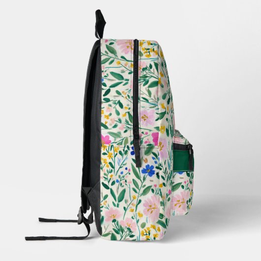 Cute Personalized Floral Backpack Bedrukte Rugzak (Links)