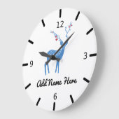 Cute Personalized Floral Deer Grote Klok (Hoek)