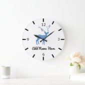 Cute Personalized Floral Deer Grote Klok (Huis)