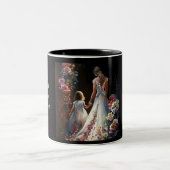 Cute Personalized Floral Moederdag Mam Daughter Tweekleurige Koffiemok (Center)