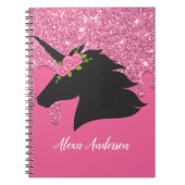 Cute Personalized Floral Unicorn Notitieboek (Voorkant)