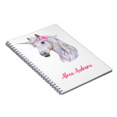 Cute Personalized Floral Unicorn Notitieboek (Rechterzijde)