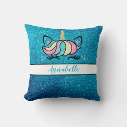 Cute Personalized Floral Unicorn Sierkussen