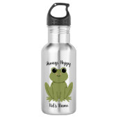 Cute Personalized Frog Always Hoppy Kids Name Waterfles (Voorkant)