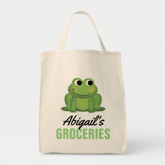 Cute Personalized Frog Grocery Tas (Voorkant)