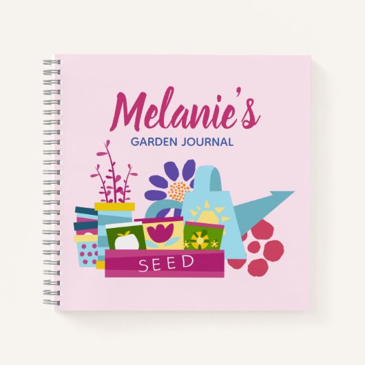Cute Personalized Gardening Journal Pink Notitieboek (Voorkant)