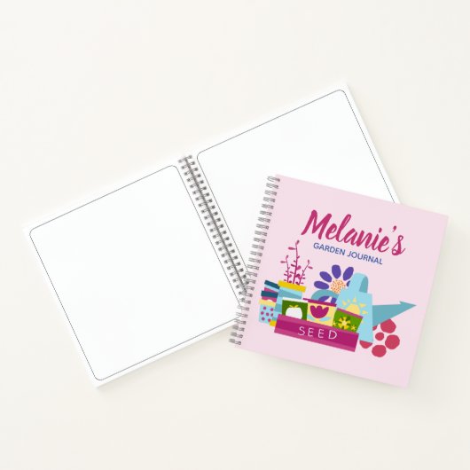 Cute Personalized Gardening Journal Pink Notitieboek (Binnen)