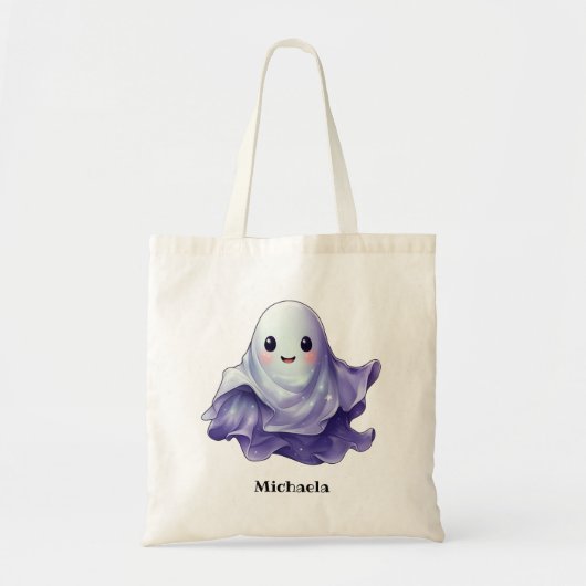 Cute Personalized Ghost Halloween Tote Bag (Voorkant)