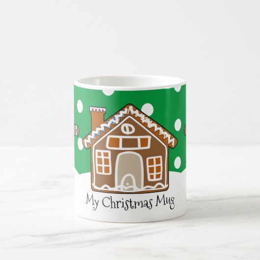 Cute Personalized Gingerbrood kerstgroen Koffiemok (Center)