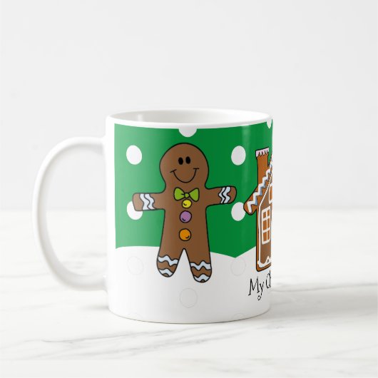 Cute Personalized Gingerbrood kerstgroen Koffiemok (Links)