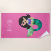 Cute Personalized Girls Latino Faux Mermaid Strandlaken (Voorkant)