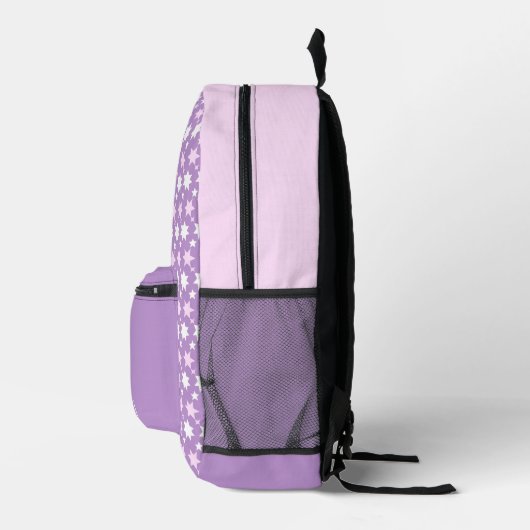 Cute Personalized Girls Purple Pink Stars Kids Bedrukte Rugzak (Rechts)