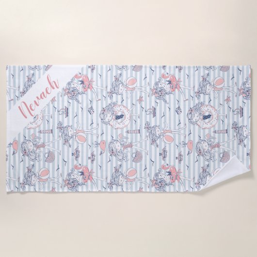 Cute Personalized Girly Summertime Fun Strandlaken (Voorkant)