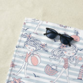 Cute Personalized Girly Summertime Fun Strandlaken (In situ)
