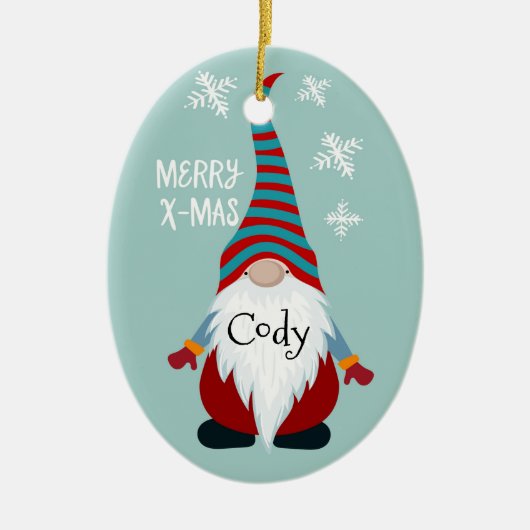 Cute Personalized Gnome Keramisch Ornament (Voorkant)